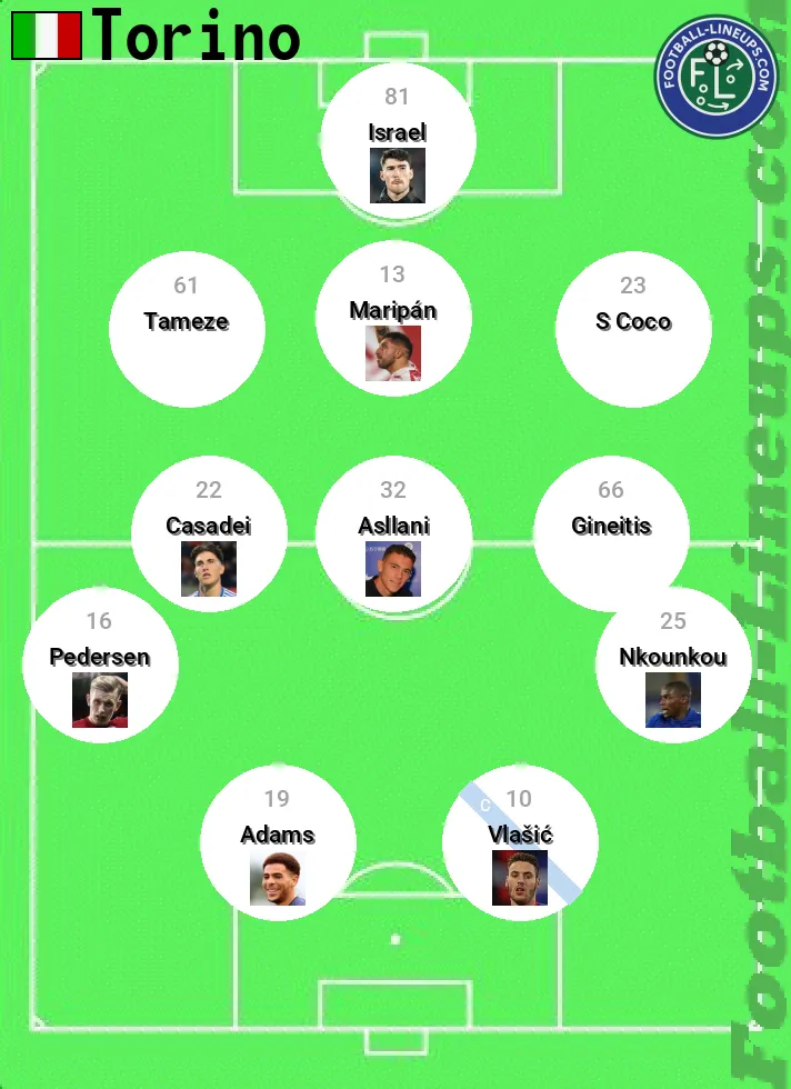 Torino predicted lineup and formation for today